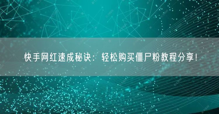 快手网红速成秘诀:轻松购买僵尸粉教程分享!