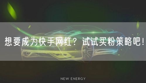 想要成为快手网红?试试买粉策略吧!