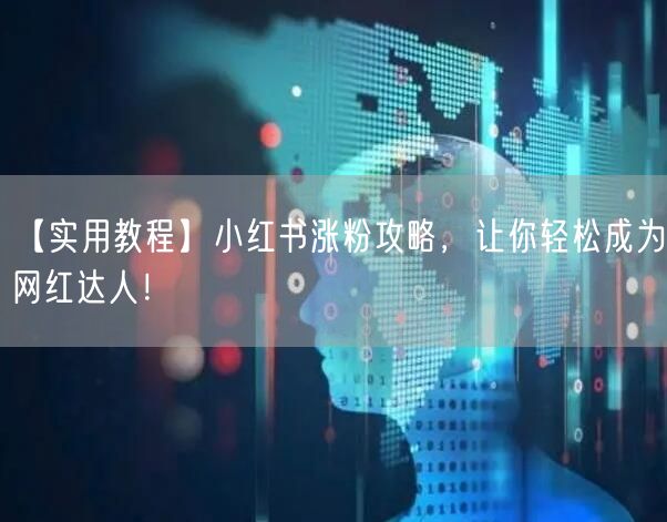 【实用教程】小红书涨粉攻略,让你轻松成为网红达人!