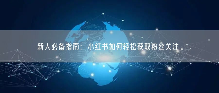 新人必备指南：小红书如何轻松获取粉丝关注。