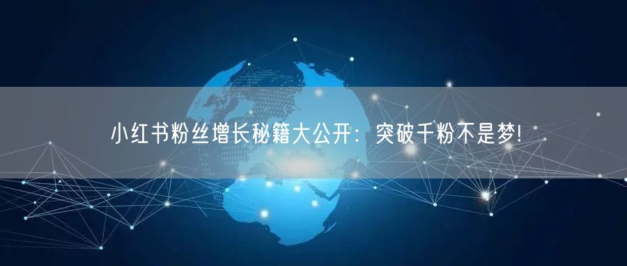 小红书粉丝增长秘籍大公开：突破千粉不是梦!
