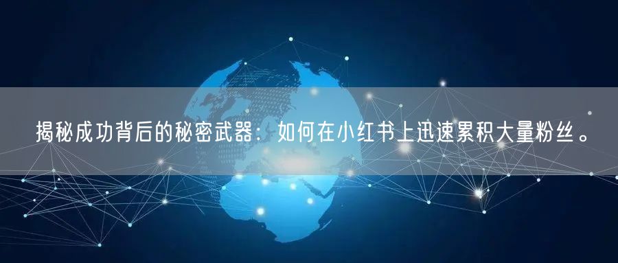 揭秘成功背后的秘密武器：如何在小红书上迅速累积大量粉丝。