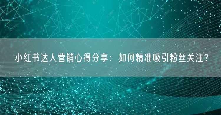小红书达人营销心得分享：如何精准吸引粉丝关注？